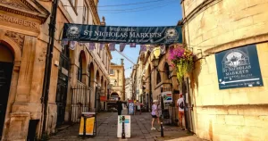 St. Nicholas Market, where the attack, now being treated as a hate crime, took place in Bristol.