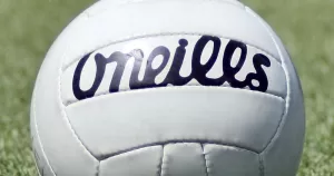This article is about boundary rules in Gaelic football. The image shows a close up of an O'Neills Gaelic football.