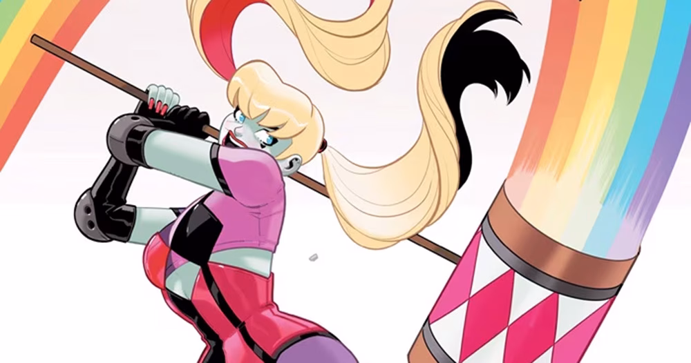 A cropped version of DC's Harley Quinn #63 Pride cover.