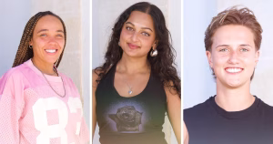Split screen of three cast members from I Kissed A Girl Season 2.