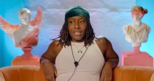 Screenshot of Blessing talking in the I Kissed a Girl diary room.