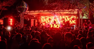 Mother After Dark at Electric Picnic 2026. The stage is lit in red lights with a crowd dancing in the foreground.
