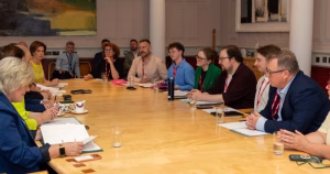 This image shows the meeting between LGBTQ+ organisations and members of Government.