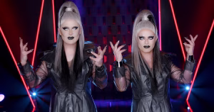 Take a look at the Boulet Brothers and their new cast of ‘Monsters’ in the Dragula Season 7 trailer. Still image of the Boulet Brothers, Dracmorda and Swanthula Boulet. They are wearing black dresses, silver wigs and nails, and their iconic white contact lenses.