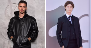 Forty Love will see Romeo Beckham joined by French actor Paul Kircher as tennis rivals turned possible lovers in this steamy sports drama. A still image of Romeo Beckham and Paul Kircher at separate press events.
