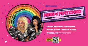 Promotional image of GCN and The Misses' Miss Matched event with event details and information.