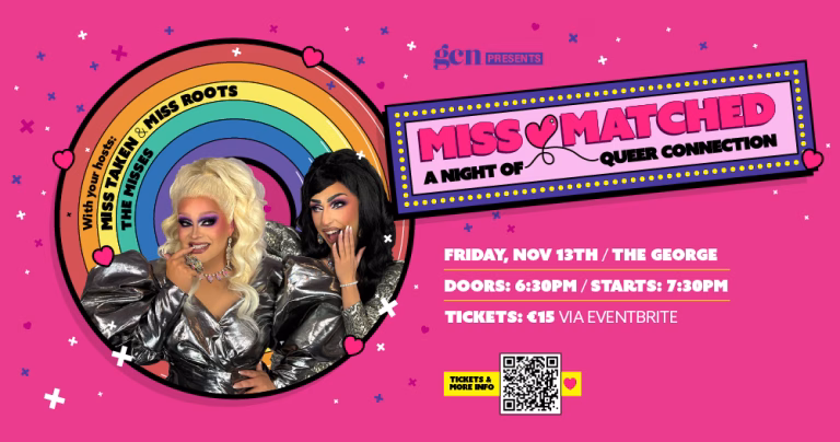 Promotional image of GCN and The Misses' Miss Matched event with event details and information.