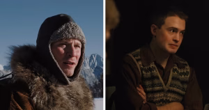 Split screen of Fred Hechinger and Kit Connor from the film A Long Winter.